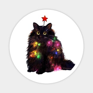 Christmas Lights Cat Magnet
